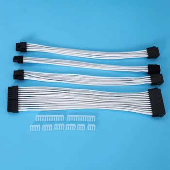 2X Основен Комплект удлинительных кабели, 2 елемента Удлинительный кабел за захранване Atx 24Pin / Eps 4 + 4Pin/Pci-E 8Pin/Pci-E 6Pin