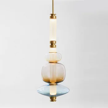 Европейската декоративна дълъг стъклен полилей за хол, трапезария, художествени led лампа подвесного