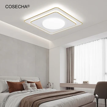 Модерен квадратен тавана лампа с дистанционно управление бял цвят за кухня с с регулируема яркост led кръг на тавана лампа в спалнята с дистанционно управление