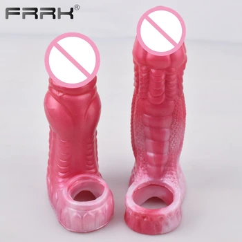 Мъжки секс-играчки в стил фентъзи, обвивка за петел дракон с еластичен пръстен за топчета, вставляющийся цветни удължител за пенис ръкав за гей-игри за двойки