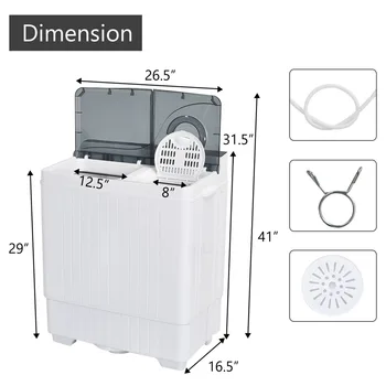 Перална машина с две вани, с тегло 26 килограма, преносима полуавтоматична перална машина, дегидратор, електрическа преносима простор за дрехи, дрехи за вкъщи