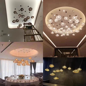 Стъклена окачена лампа с облак дизайн, скандинавски окачен лампа за дневна, трапезария, ресторант, полилей в стълбището в стил loft, вътрешно осветление
