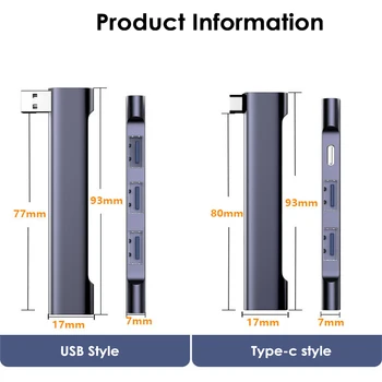 Хъб USB Type C 3,0 4-портов мультиразветвитель OTG адаптер за Xiaomi Lenovo, Macbook Pro 13 15 Air Pro PC Компютърни аксесоари
