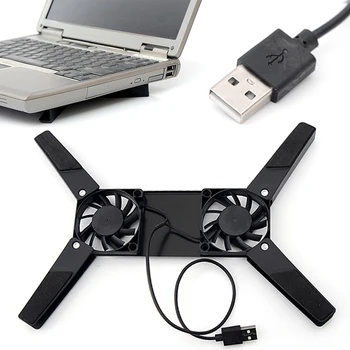 1 бр. преносим USB сгъваем охладител, охлаждащ вентилатор с 2 вентилатор за лаптоп Notebook