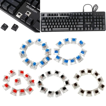 10 бр. непромокаеми сини ключове Механична клавиатура 3-пинов конектор за подмяна на Gateron Cherry MX