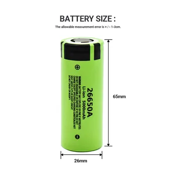100% чисто Нов Оригинален висок клас батерия 26650 5000 mah 3,7 В 50A литиево-йонна акумулаторна батерия за 26650A led фенерче + зарядно устройство