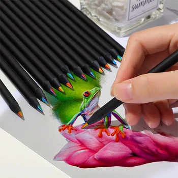 100шт Концентрични наклон на Дъгата молив, Пастели Цветни моливи за художествена живопис