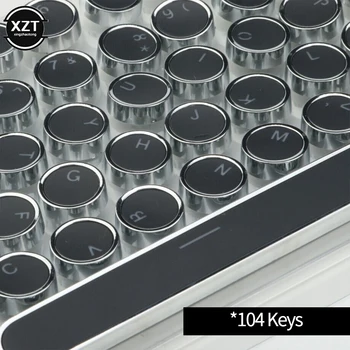 104 клавиша, набор от механични клавиатури кепета, пънк-шапки, кръгли знаци, осветление, прозрачни, индивидуалност, детска клавиатура, шапки