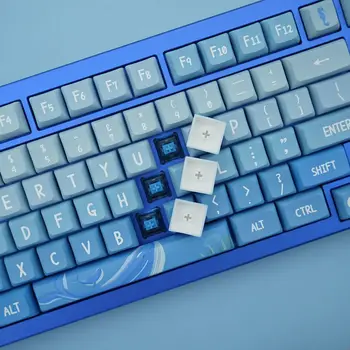 127 Комбинации PBT Капачки за ключове за Преливане на цветове Синьо Море XDA Profile Key Осп за Превключватели Cherry Gateron MX Механична Клавиатура за Геймъри