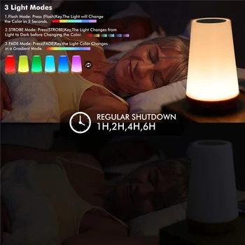 13 което променя цвета си нощна светлина RGB с дистанционно управление, сензорна лампа с регулируема яркост, преносими и настолни нощни лампи, USB акумулаторна нощна лампа