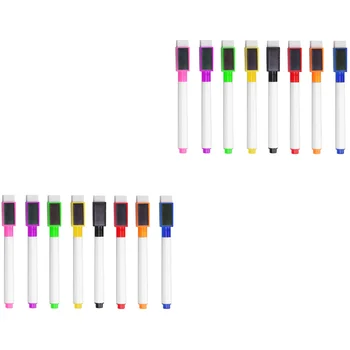 16 бр. магнитна цветна писалка за бяла дъска, черно-бели маркери за дъска, вградена гума, ученически пособия, детски писалка за рисуване (розово,