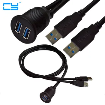 2 порта Dual USB 3.0 удължител AUX за скрит монтаж на авто удължителен кабел за кола за автомобил, камион, лодка с мотор панел на арматурното табло 1 м 2 М