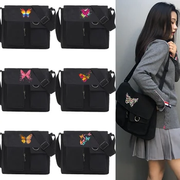 2023 Нова дамска чанта за пазаруване, прости модни чанти с цип, холщовые чанти с принтом пеперуди, чанти през рамо с голям капацитет за жени
