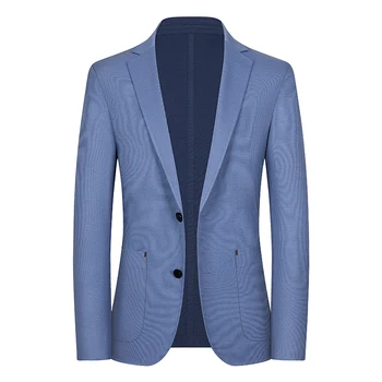 2023 Новият есенно-зимния мъжки блейзър, ежедневни бизнес костюми, палта с ревери на две копчета и дълъг ръкав, модни тънки мъжки блейзери