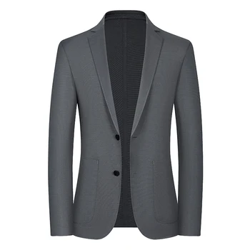 2023 Новият есенно-зимния мъжки блейзър, ежедневни бизнес костюми, палта с ревери на две копчета и дълъг ръкав, модни тънки мъжки блейзери