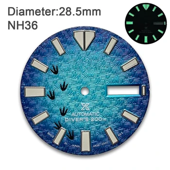 28,5 мм S Лого NH36 Циферблат 3D Печат Двойна Календар Механичен Часовник За Гмуркане Зелени Светещи Аксесоари За Модификация Часа