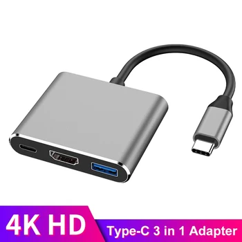 3-В-1 USB C HDMI-Съвместим Конвертор Адаптер Type C В HD/USB 3.0/Type-C Адаптер Докинг станция Hub Бързо Зареждане на Смарт-Адаптер За PC