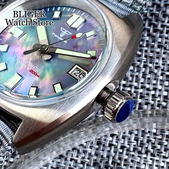 36 мм мъжки часовник Tandorio NH35 PT5000 с автоматично потапяне на 200 м, водоустойчив, с сапфирено стъкло, с часовников механизъм луминисцентно глава, дамски часовници