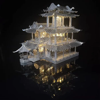 3D Метален Триизмерна Куклена Къща Тяньинь Павилион Театър Модел Пъзел САМ Сглобяване на Играчки За Възрастни, Деца, Подарък За Рожден Ден