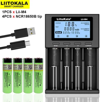 4 бр. от liitokala оригинала ncr18650b 3,7 На 3400 mah 18650 акумулаторна батерия за възстановяване на функциите para lanterna + Lii-M4 carregador