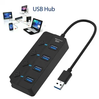 4 Порта USB3.0 USB-ХЪБ е изключително тънък USB Сплитер за пренос на данни, Зареждане С Няколко USB порта, Удължител за Бърз Пренос на данни USB Сплитер F6Z9