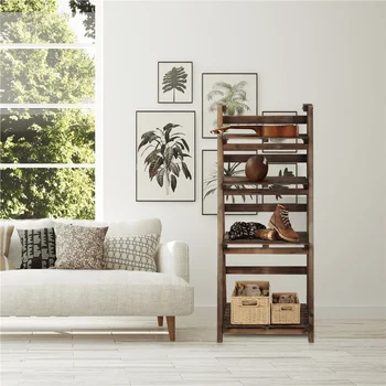 4-степенна сгъваема дървена поставка за изложби на растения за помещения на открито, декорация на мебели от естествено дърво Класическа елегантност
