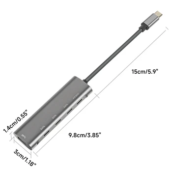 5 Портове USB C Hub 5 Gbit/с USB-Хъб за лаптоп USB3.0 Hub Многопортовый Адаптер Type C PD60W Адаптер за лаптоп, Таблетен КОМПЮТЪР T5EE