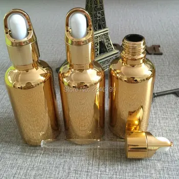 50 МЛ 100 мл бутилка за етерично масло от златисто стъкло със стъклен взетия-капкомер, модел с капак-корзинкой, бутилки от златисто стъкла, 10 бр /лот.