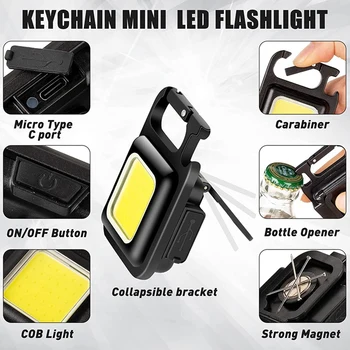 6 опаковки малки прожектора на КОЧАН, на ярък акумулаторна ключодържател, мини-фенерче, джобен фенер 500 лумена