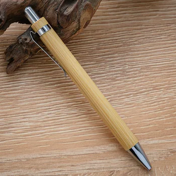 60 бр./лот химикалка химикалка от бамбуково дърво с връх 1.0 mm, офис-канцеларски материали, ученически принадлежности, химикалки за подписване
