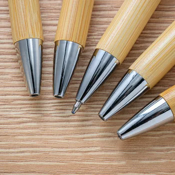 60 бр./лот химикалка химикалка от бамбуково дърво с връх 1.0 mm, офис-канцеларски материали, ученически принадлежности, химикалки за подписване