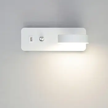 9 W въртяща се на 350 ° led осветление стена за помещения с ключ, USB зареждане, лампа за дома, прикроватное халба бира за стълби, осветление