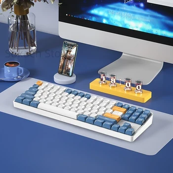Aigo A87 Жичен Безжичен механична клавиатура и 2.4 G 89 клавиш с гореща замяна пълни комбинации, Без перфорация на PBT два цвята капачки за комбинации преносима клавиатура