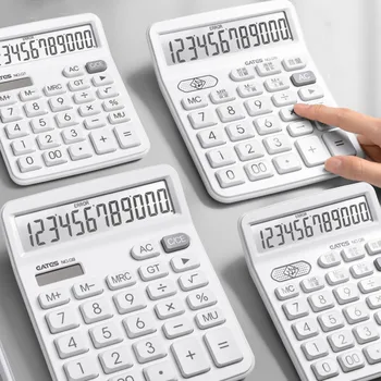 BMAD Просто бизнес-калкулатор с 12-фигурални дисплей, по-голям екран, калкулатор с двойно захранване, настолен калкулатор за студенти, счетоводство