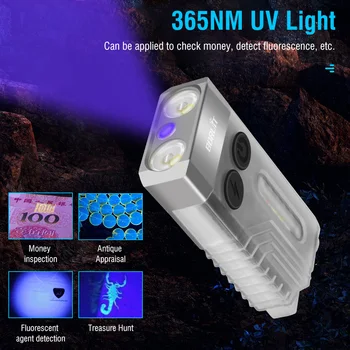BORUiT V10 Led Ключодържател EDC Фенерче Type-C, Акумулаторна батерия Флуоресцентна Лампа Работен Светлина Магнит Зумер 365 нм UV Джобен Фенер