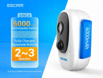 ESCAM G08 1080P Безжичната Акумулаторна Батерия PIR IP Камера Соларен Панел Аудиокарта Облачное Хранилище за Сигурност на Видео