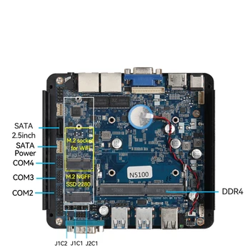 Intel Celeron N5100 Безвентиляторный промишлен мини-КОМПЮТЪР 4x COM RS232 RS485 Двоен Gigabit Ethenet Вграден 4G интернет на нещата Barebone Windows Linux