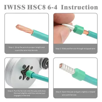 IWISS HSC8 6-4A Обжимные Клещи с механизма на палеца, Ръчни Клещи, Инструменти, Обхват на пресоване 0,25-6,0 mm2 (24-10 AWG), обжимные инструменти