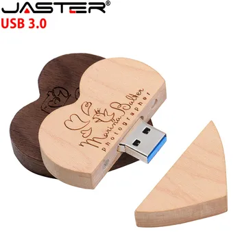 JASTER USB 3.0 сърцето от орех + подарък кутия флаш памет creator pendrive 4 GB 16 GB 32 GB 64 GB памет карта (10 бр. с безплатен достъп до логото)