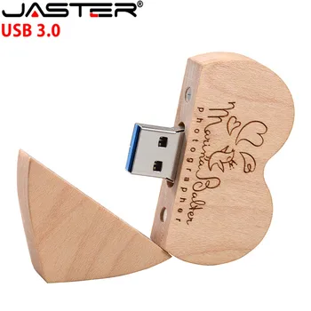 JASTER USB 3.0 сърцето от орех + подарък кутия флаш памет creator pendrive 4 GB 16 GB 32 GB 64 GB памет карта (10 бр. с безплатен достъп до логото)