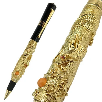 Jinhao Златен древен летящ дракон, дърворезба, релеф, роликовая химикалка химикалка, златна украса, професионална офис-канцеларски материали