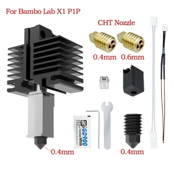 K0AC 3D Принтер Горещ Край на Латунное Екструдер Дюза 0,4/0,6 мм С Покритие Нагревателен Блок 500 ℃ Термистор Hotend Комплект За Bambu Lab X1 P1P