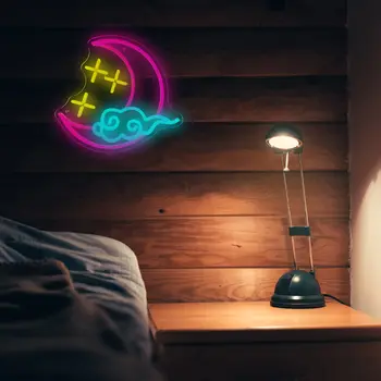 Led неонова реклама Луната Облак във формата на звезда USB Акрилни стенно изкуство за кавайной спалня Декор на детска стая на Сватбен бар Коледа