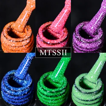 Mtssii Отразяваща флуоресцентно гел-лак за нокти, гел-лак с неонови пайети, полупостоянный лак, впитывающийся UV-гел, блестящ дизайн нокти