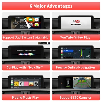 NAVISTART Безжичен автомобилен плейър за BMW i8 I12 NBT Система 2014-2018 Android Auto Carplay Slr Линк Поддръжка на AirPlay DVR Видео плейър