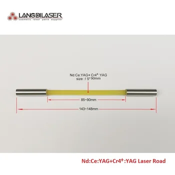 Nd: Ce: Cr4 +: Лазерен прът YAG В събирането на Държач от неръждаема стомана / Размер на прът: D5* 85 мм + Размер Cr 4 +: D5* 5 мм