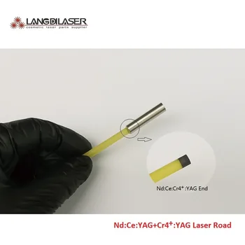Nd: Ce: Cr4 +: Лазерен прът YAG В събирането на Държач от неръждаема стомана / Размер на прът: D5* 85 мм + Размер Cr 4 +: D5* 5 мм