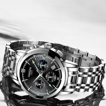 NIBOSI Най-добрата марка на Луксозни Мултифункционален мъжки часовник Ежедневни златни кварцови часовници, мъжки спортни водоустойчив часовник Relogio Masculino