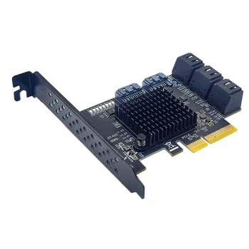 PCIE 8-портов Карта за разширяване на SATA Такса за разширение PCI E PCI-E PCI Express X4 за SATA3 6G HDD SSD Адаптер Controller Hub Множител