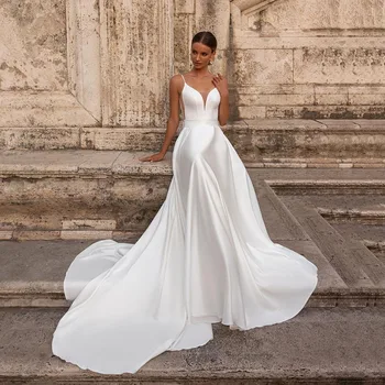 Private Custom V-neck Wedding Dress Секси без гръб elegantes para mujer Abiye сватбена рокля vestidos de новия